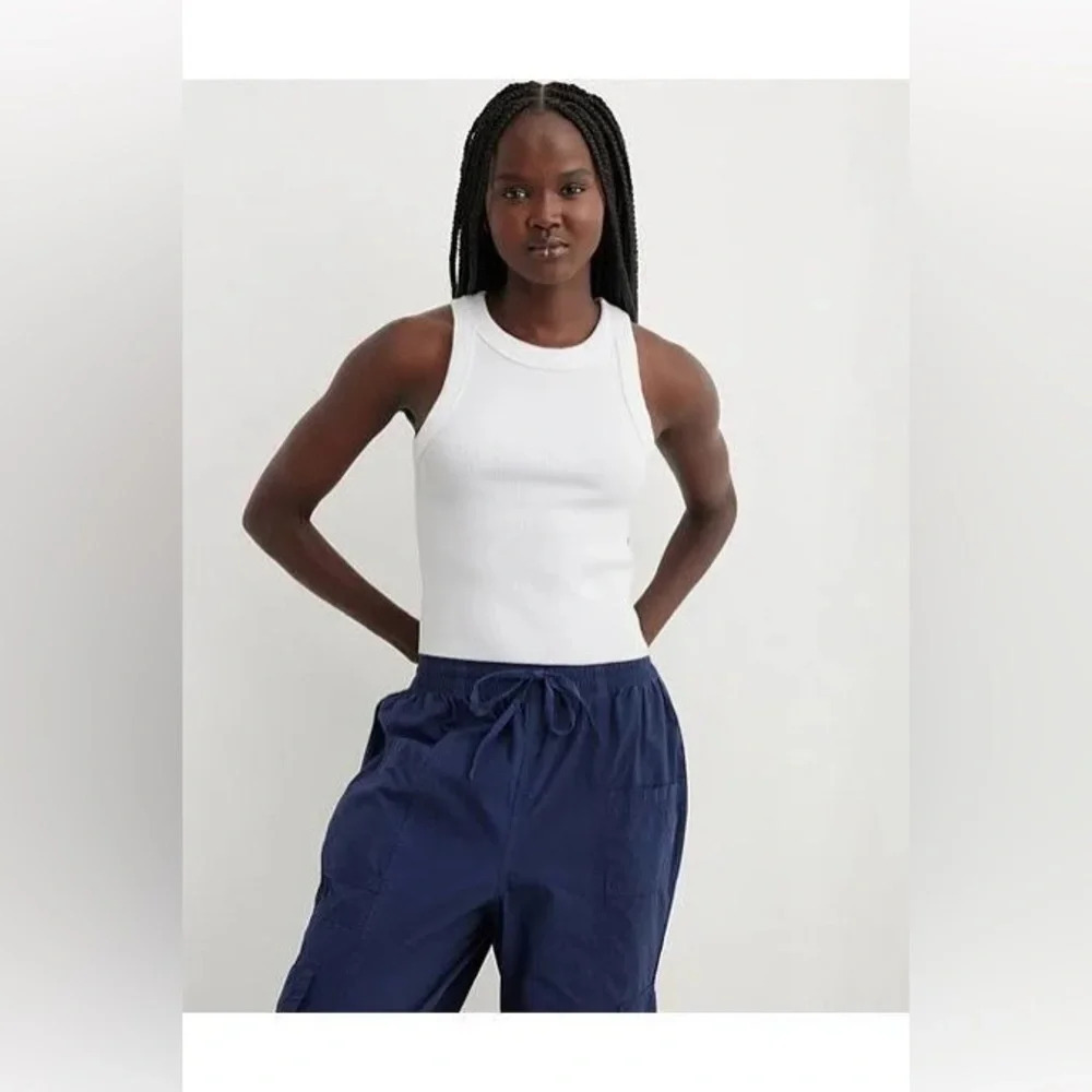 Aerie Free Spirit White Ribbed Crop Tank